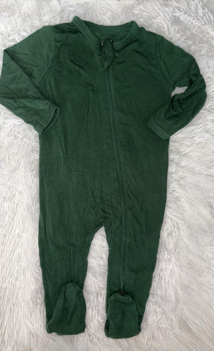 Kyte Baby 3/6 Mo. Green Zip Up Rayon/bamboo Footie. Soft, Comfortable